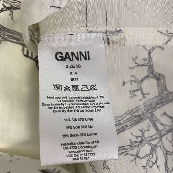 GANNI Silk Linen Girls On Top Oversized Tunic Shirt - Picture 9 of 11